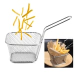 8 st Mini rund pommes frites-korg Individuella pommes frites i rostfritt stål, perfekta för kök - 10,5 x 8,5 x 6,5 cm HAN