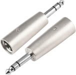 Adaptateur 6,35 mm TRS vers XLR 2 Pièces, Adaptateur Symétrique 6,35 mm Mâle vers XLR Mâle - Adaptateur XLR Jack Boîtier Métallique, Fiche.[G1073]