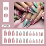 French Fake Nails Long Stiletto Press on Nails Fashion False Nails  Women Girls