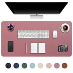 DOBAOJIA Tapis de Clavier et Souris sous-Main Bureau, pour Portable, Pad Écriture, Mouse Pad, pour Bureau/Maison/Gaming, PU Étanche + Suède Antidérapant 90 x 43cm (Rose Foncé)