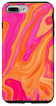 Coque pour iPhone 7 Plus/8 Plus Motif tendance en forme de marbre rose et orange