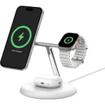 BoostCharge Pro 3-in-1 Magnetic Wireless Charging Stand with Qi2 15W (White)