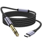 Câble USB C vers 6,35 mm 1/4 pouce TRS (1M) professionnel USB C vers 1/4 audio, câble d'enregistrement en nylon tressé pour Google Pixel 4XL, Galaxy Note 10+/S20+, haut-parleurs.