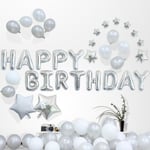 Ballongkit Happy Birthday - Ballonger Silver