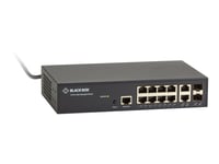 Black Box Gigabit Ethernet Managed Switch - Switch - L2+ - Administrerad - 10 X 10/100/1000 + 2 X Delad Gigabit Sfp - Skrivbordsmodell, Rackmonterbar - Växelström 100 - 240 V - Taa-Kompatibel