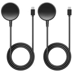 MoKo 2 Pack Chargeur Compatible avec Samsung Galaxy Watch Ultra/Watch 7/FE/Watch 6/6 Classic/5/5 Pro/4/4 Classic/3/Active 2/1, Station de Charge Magnétique avec Câble de Chargement USB-C 100cm, Noir