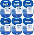 6 x Oral-B Pro-Expert Advanced Healthy Gums Unflavoured Waxed Floss Tape 50m