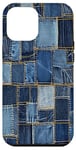 iPhone 12 Pro Max Blue Jeans Denim Patchwork Pattern Graphic Cool Case