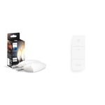 Philips Hue White Ambiance Smart Light Bulb Candle Twin Pack LED [GU10] with Bluetooth - 1100 Lumen + Hue Dimmer Switch. Works with Alexa, Google Assistant and Apple Homekit.
