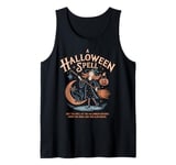 Halloween Witch Cat Broom Spell Magic Moon Retro Vintage Tank Top