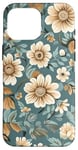 Coque pour iPhone 16 Pro Max Illustration de champ de marguerites bleu sarcelle et crème