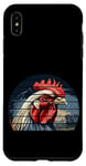 Coque pour iPhone XS Max Rétro coucher de soleil blanc poulet/tête de coq jeu de volaille art