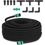 Tuyau Micro Poreux d'arrosage hillvert HT-COSTIGAN-50X12S03 (50 m Connecteurs 4 bars Raccord Rapide ¾“ Gants De Jardinage)