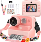 Appareil photo pour enfants filles et garçons, écran HD 1080p de 5,1 cm, appareil photo à impression instantanée pour enfants avec 3 rouleaux de papier d'impression et carte SD 32 G, appareil photo