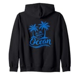 All She Wants Is The Ocean - Retro Summer Tropic Island Zip Hoodie