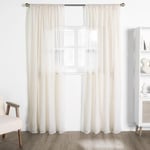 OHS Voile Panel Curtains Linen Look, Natural Off White Curtains Transparent Window Sheer Voiles Decorative Curtain Panel Drapes for Bedroom Living Room Kitchen Summer, 55" x 87"