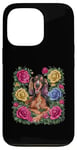 iPhone 13 Pro Cartoon Irish Setter dog with roses Case