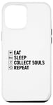 Coque pour iPhone 12 Pro Max Eat Sleep Collect Souls répète Grim Reaper Halloween