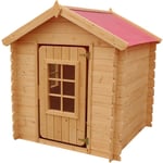 Timbela - Cabane enfant exterieur 1m2 - Maisonnette en bois pour enfants - Toit rouge - Cabane bois enfant 114x111xH121cm - sans plancher M570R-1