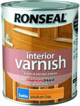 Ronseal Interior Varnish Diamond Hard Quick Drying Satin Medium Oak | 750ml