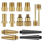 NICEJW Bike Pump Adapter 14Pcs Bike Tire Inflator Air Pump SV AV DV Valve Adaptor Set with 10 Seal Rings Durable, Lightweight, Easy to Use Golden