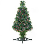 HOMCOM Sapin de Noël Artificiel Lumineux 60H cm Fibre Optique Multicolore + Support Pied 55 Branches Vert