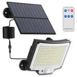 Lampe Solaire Extérieur avec Détecteur de Mouvement [228LED/3 Modes] Lumière Solaire Extérieure avec Télécommande, Étanchéité IP65 LED Solaire Extérieur Jardin avec Câble de 5 Meters [1 Paquet ]