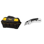 STANLEY FATMAX Technician Tool Bag, Heavy Duty 600 Denier and Leather & Quickslide Pocket Knife All-metal with Belt Clip Ref 0-10-810, Silver/Black
