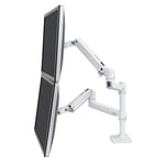 Ergotron LX Dual Stacking Arm - Kit de Montage (Fixation par Pince pour Bureau, Poteau, 2 Bras articulés, 2 Supports d'extension) pour 2 écrans LCD - Aluminium, Acier Durable - Blanc - Taille d'écran