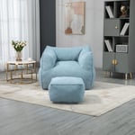 Fauteuil Poire Confortable en éponge pour Adultes et Enfants, Fauteuil Poire Moderne avec Accoudoirs, Rempli de Mousse à Mémoire de Forme, Bleu OKWISH