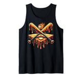 Baseball Home Plate Drip with crossed bat baseball flame Tank Top