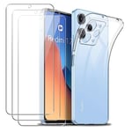 Coque pour Xiaomi Redmi 12 4G avec 3 Pièces Verre Trempé Film Protection, Transparent Souple TPU Housse Étui pour Xiaomi Redmi 12 4G