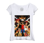 T-Shirt Femme Col Echancré Luffy Shank Ace Gold Roger One Piece Manga