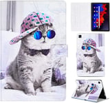 Bin Coque Galaxy Tab A7 2022/2020 Housse En Cuir Pu Support Magnétique Avec Porte-Stylo Coque Etui Tablette Pour Samsung Galaxy Tab A7 10.4 Pouces Sm-T500/T503/T505/T509 - Chapeau Chat