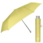 PERLETTI Super Compact Parapluie Anti UV Femme - Mini Parapluie Pliant de Poche Voyage avec Protection Solaire Couche Noir - Parapluie Multicolore Petit Pluie Soleil - Diam 91 cm (Jaune Pastel)