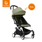 Stokke® Barnvagn YOYO³ white inkl. 6+ Färgklädsel Olive