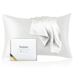 Texbee Silk Pillowcase for Hair and Skin Hidden Zipper, 1PC Silk Pillow Cases Queen Size for Women Men Comfortable Breathable(50x75CM,Ivory White)