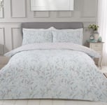 Sleepdown Etched Floral Duck Egg Reversible Easy Care Duvet Cover Quilt Bedding Set with Pillowcase - Single (135cm x 200cm)