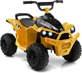 Voiture Electrique Enfants 12V Quad Electrique Enfants 1 Place Klaxon Musique Phares LED Quad Motorisé Charge 35KG Jaune