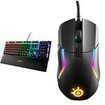 SteelSeries Apex 5 - Clavier de Gaming Hybride Mécanique - Illumination RVB par Touche - Affichage Intelligent OLED & Rival 5 - Souris de Jeu - Capteur Optique Truemove Air de 18 000 Cpi - 9 Boutons