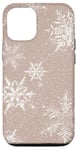 Coque pour iPhone 12/12 Pro Esthétique neige blanche sur beige mignon bohème rustique hiver