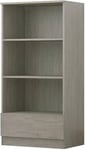 Narvik Rustic Oak Modern 1 Drawer Compact Bookcase 3 Shelves 121cm Tall Shelf