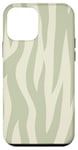 iPhone 12 mini Green Striped Pattern on Cream Background Case