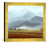 Kunst für Alle 'Encadré Image de Caspar David Friedrich Paysage de Montagne géant, d'art en qualité Photos Fait Main de Cadre, 40 x 30 cm, Doré Raya