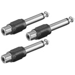 Goobay Lot de 3 Adaptateurs Audio Jack 6.35 mm Mâle (2-pin, Mono) > RCA Femelle