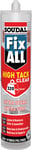 Mastic-colle hybride - 290 ml - transparent - Fix All High Tack SOUDAL