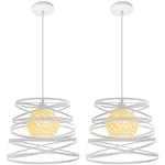 Wottes - 2 Pack Lustre Suspension Créatif Plafonnier Abat-jour Métal E27 pour Salon Chambre Bar - Blanc