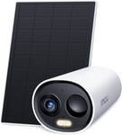 2K Solar Security Camera, Wireless Outdoor CCTV, Color Night Vision, IP66