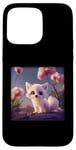 iPhone 15 Pro Max Baby White-Fox With A Big Fluffy Tail Peach Blossoms Case