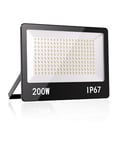 Projecteur LED Exterieur 200W, 20000LM Spot LED Extérieur Puissant, 6500K Blanc Froid Projecteur LED IP67 Imperméable Eclairage Sécurité D'extérieur pour Jardin, Patio,Garage,Terrasse,Entrepôt